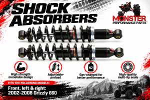MONSTER AXLES - Monster Front Shocks for Yamaha Grizzly 660 2002-2008 - Image 2
