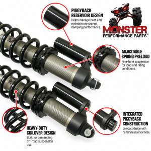 MONSTER AXLES - Monster Rear Shocks for Polaris 7044905 7044906 RZR S 900 S 1000 60" - Image 2
