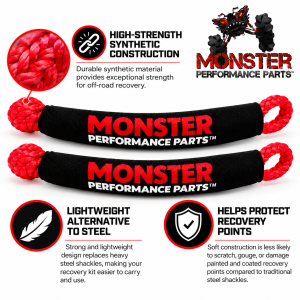 MONSTER AXLES - Monster Performance Soft Shackle Pair 400mm x 8mm ATV UTV Off-Road Set of 2 - Image 2